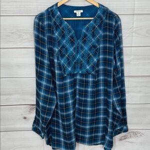 NWOT Westbound Teal Plaid Tunic Top Size 1X